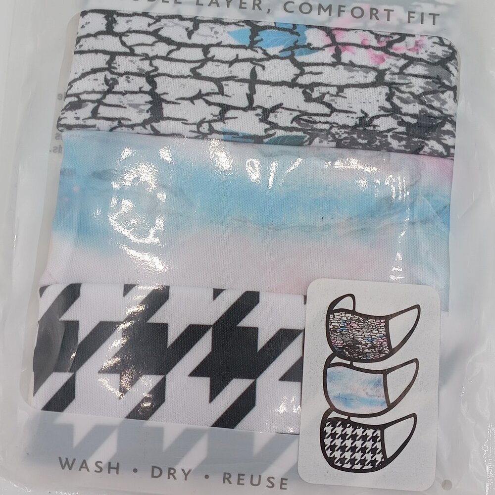 New 3 Pack Adult Face Covers Masks
